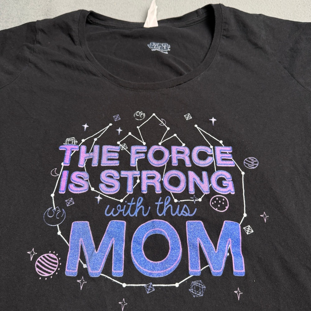 Star Wars Theβ Force Is Strong With This Mom Black Graphic Tee Shirt XL Cotton